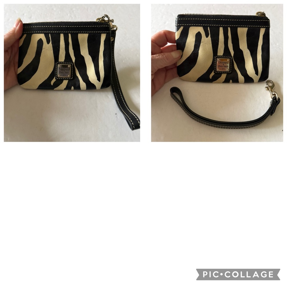 Dooney Bourke Zebra Design Leather Coin/Cosmetic Purse/ Wristlet